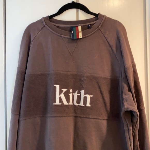 SOLD KITH logo williams paneled crewneck Grey battleship FW18 sweatshirt size M - Picture 3 of 3